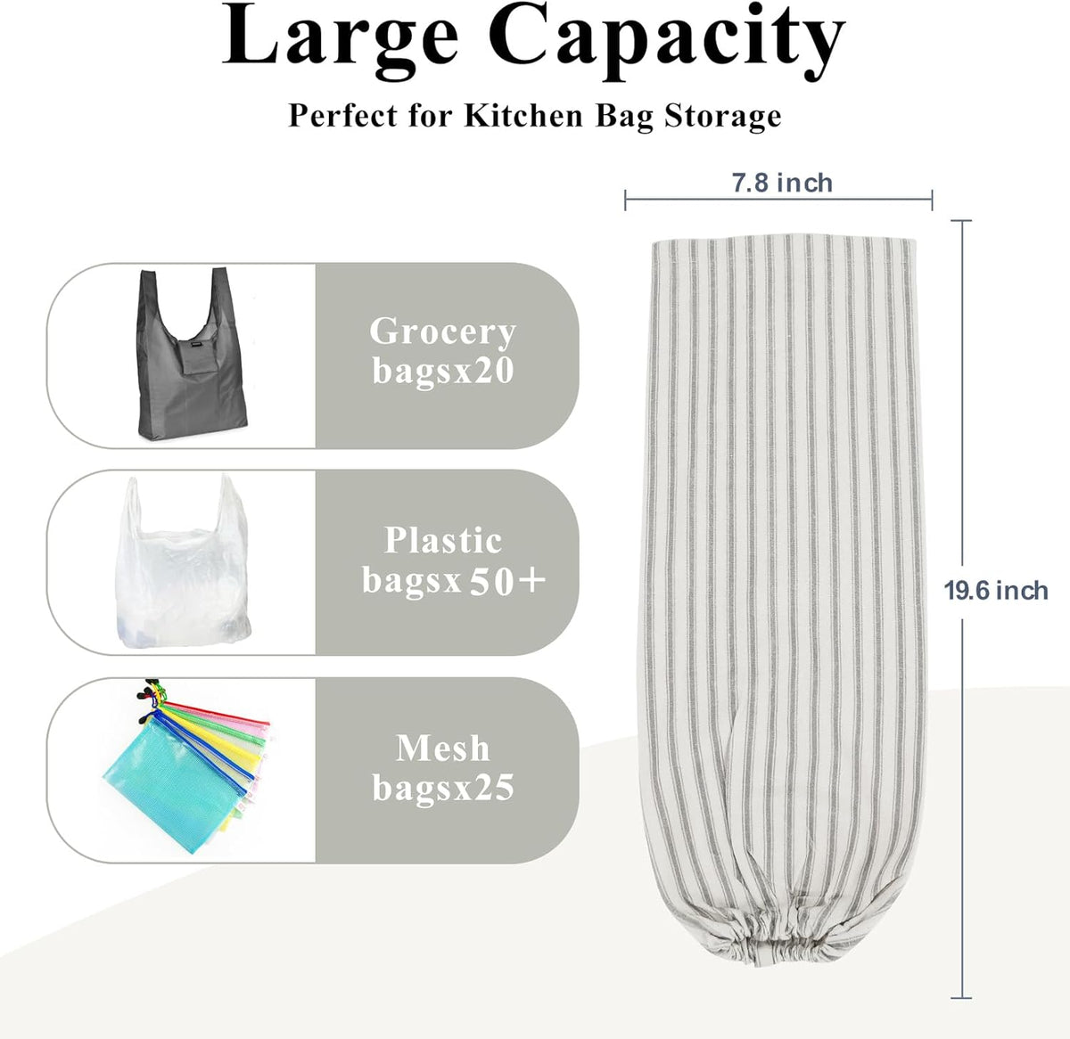 TOGETRUE Plastic Bag Holder, Wall Mount Grocery Bag Organizer for Home Kitchen Pantry Decor (Grey)