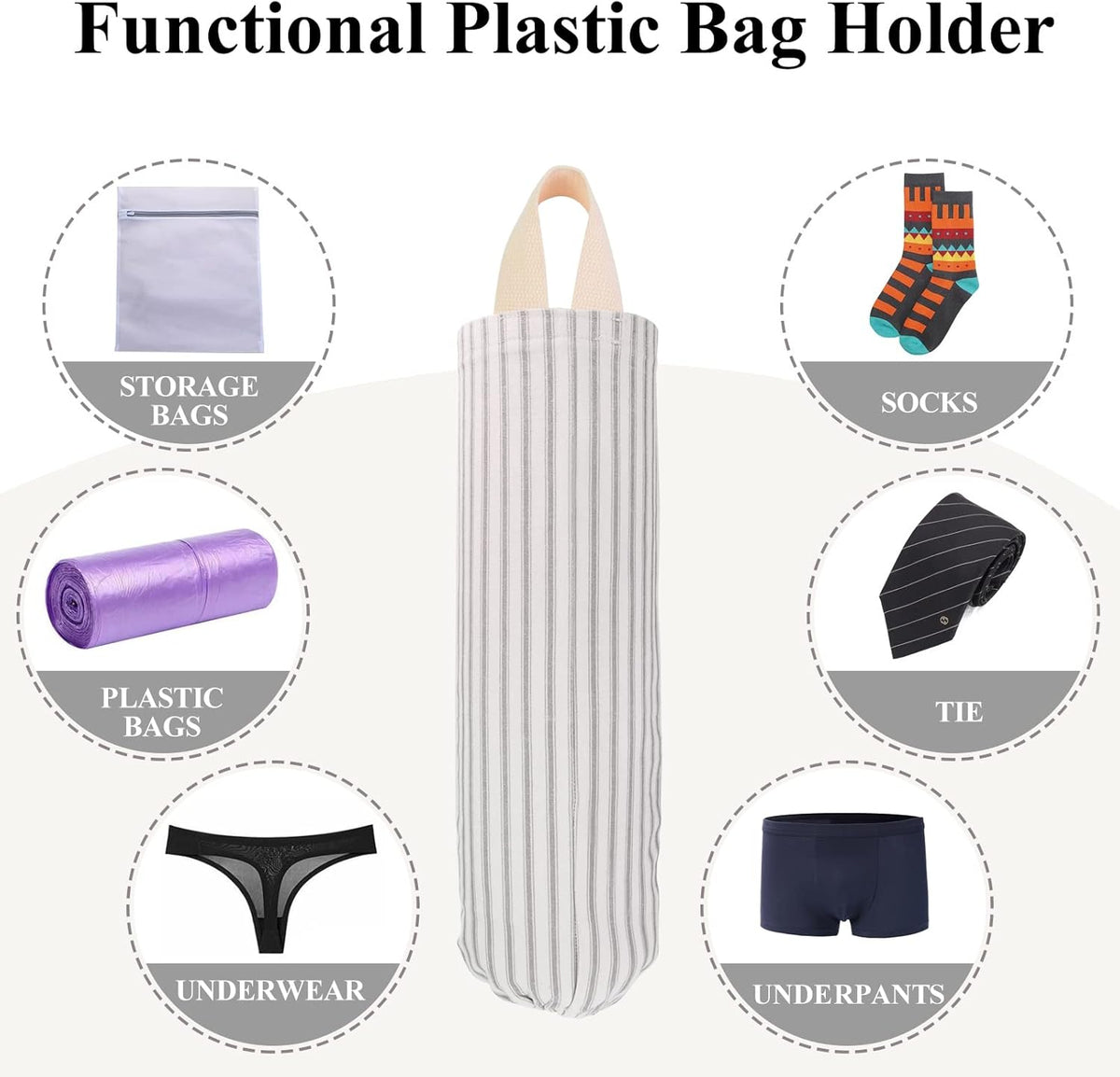 TOGETRUE Plastic Bag Holder, Wall Mount Grocery Bag Organizer for Home Kitchen Pantry Decor (Grey)