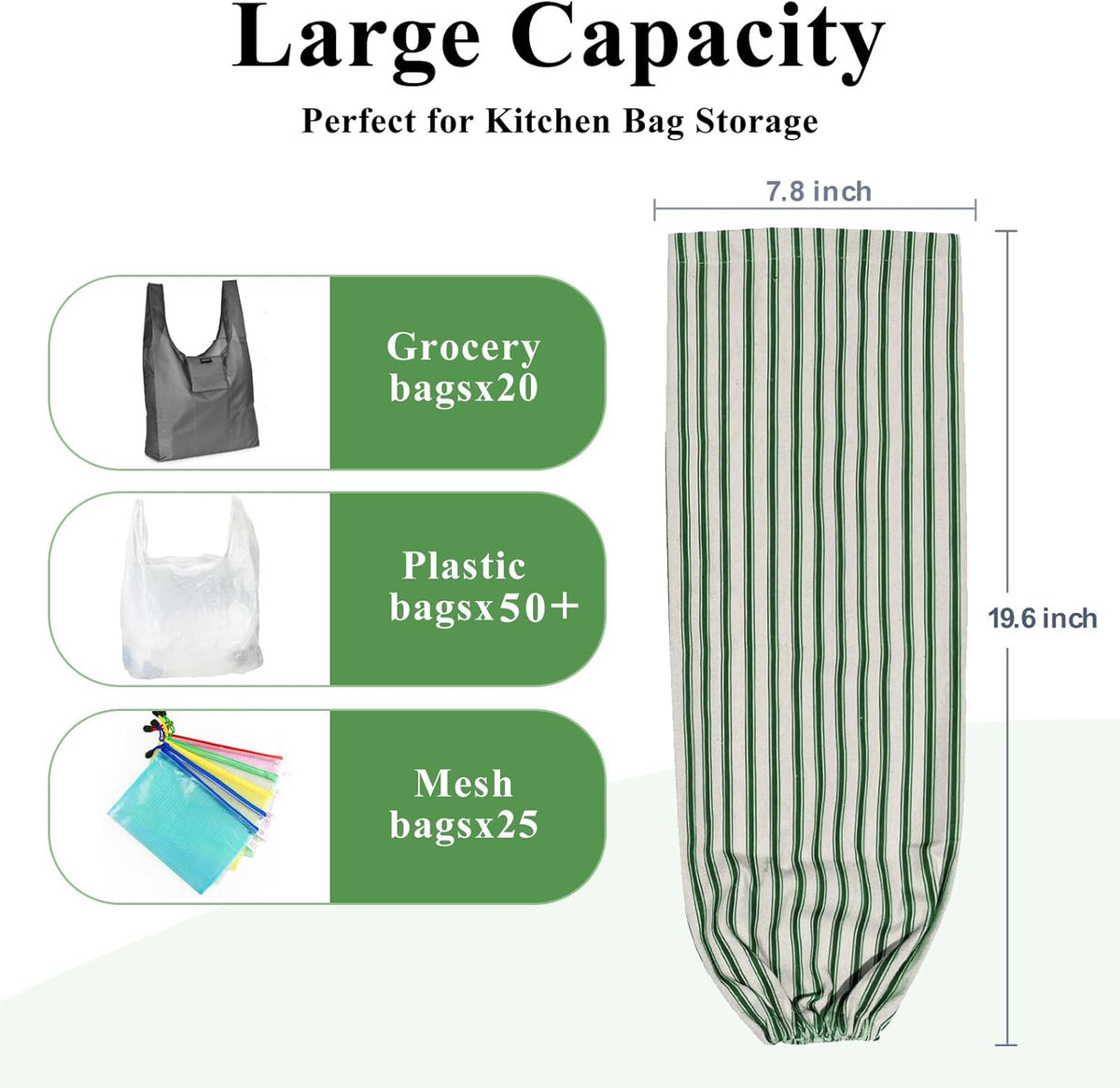 TOGETRUE Plastic Bag Holder, Wall Mount Grocery Bag Organizer for Home Kitchen Pantry Decor (Grey)