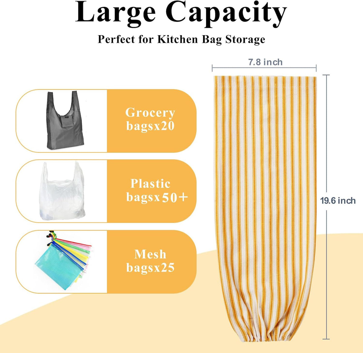 TOGETRUE Plastic Bag Holder, Wall Mount Grocery Bag Organizer for Home Kitchen Pantry Decor (Grey)