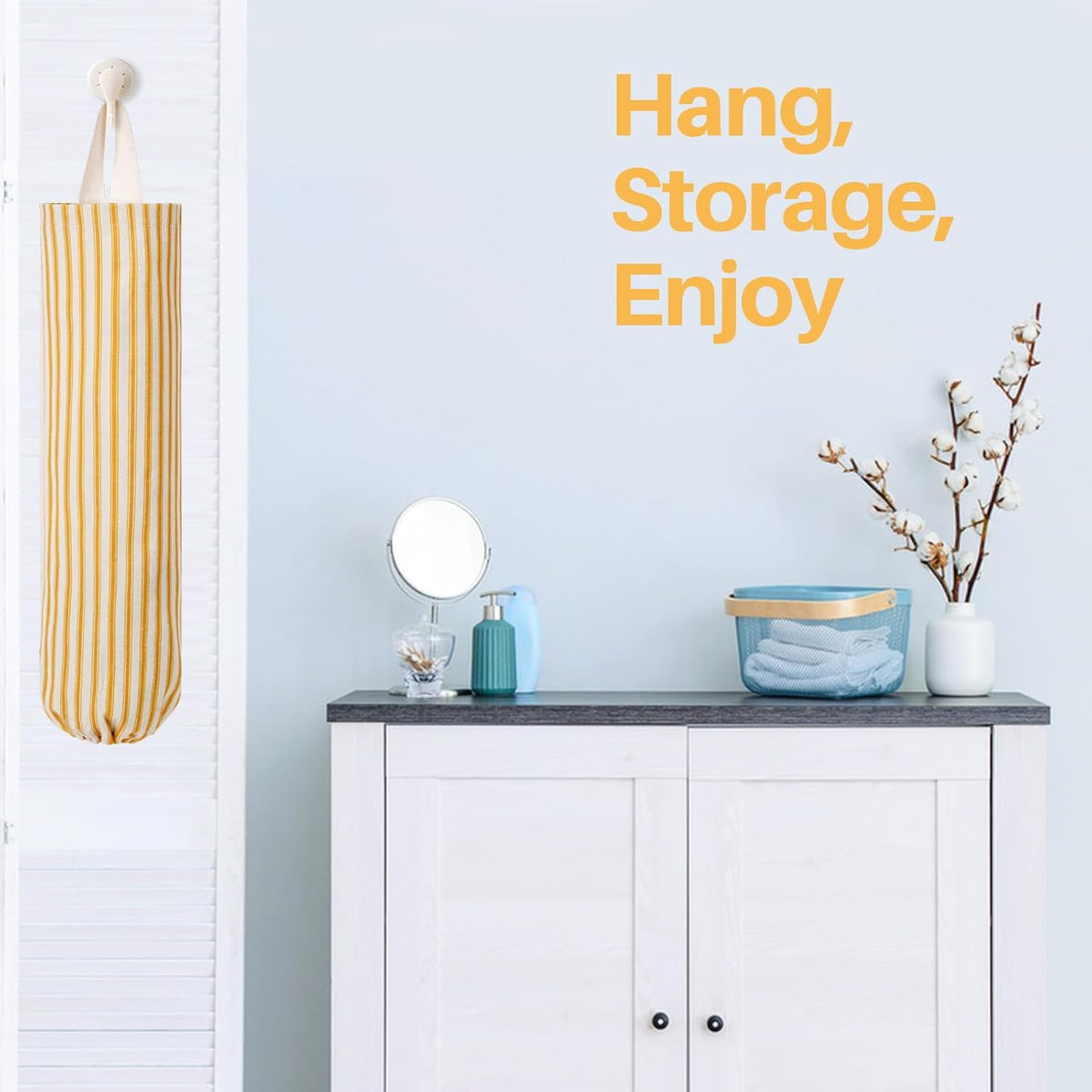 TOGETRUE Plastic Bag Holder, Wall Mount Grocery Bag Organizer for Home Kitchen Pantry Decor (Grey)