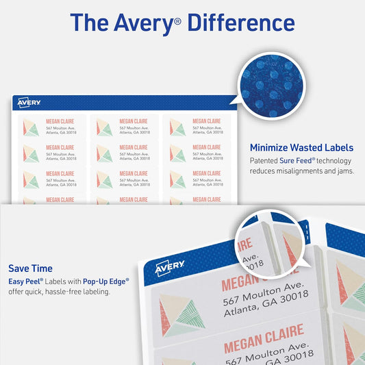 Printable Address Labels with Sure Feed, 1" x 2-5/8", Matte Clear, 300 Blank Mailing Labels (18660)