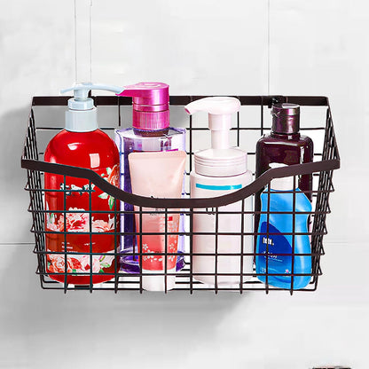 2 Pack Cabinet & Wall Mount Basket, Large Metal Wire Basket Wall Mount Hanging Basket Over Cabinet Door Organizer Bin Grid Storage Baskets for Home Kitchen Bathroom Pantry, Bronze