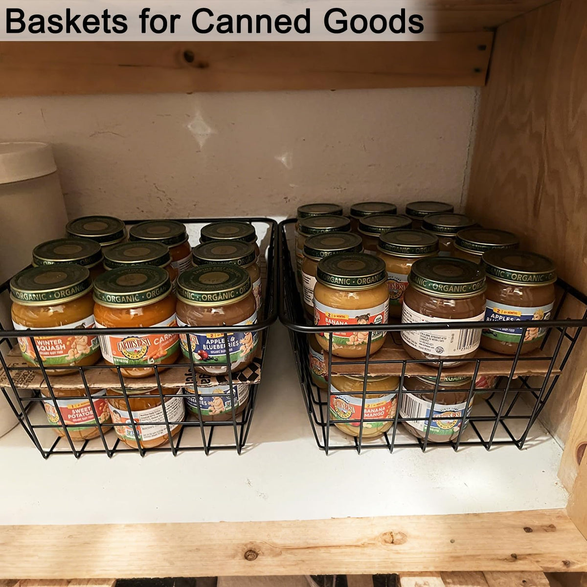 3 Pack Freezer White Wire Baskets for Organizing Office Wire Storage Basket with Built-in Handles, 14" Large White Metal Baskets for Pantry Freezer Kitchen Cabinets