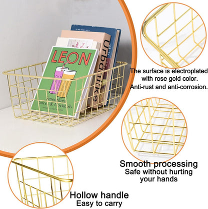 3 Pack Freezer White Wire Baskets for Organizing Office Wire Storage Basket with Built-in Handles, 14" Large White Metal Baskets for Pantry Freezer Kitchen Cabinets