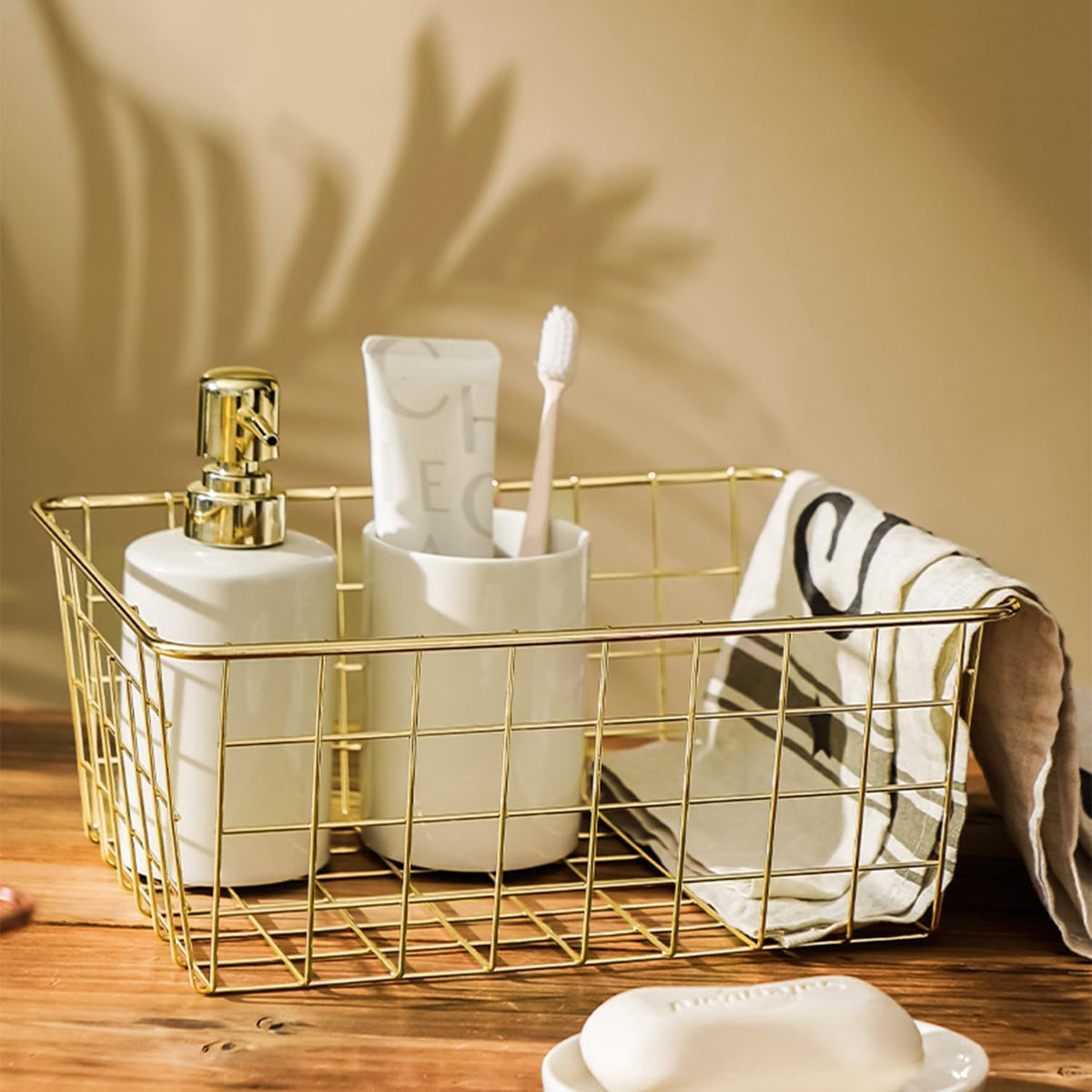 3 Pack Freezer White Wire Baskets for Organizing Office Wire Storage Basket with Built-in Handles, 14" Large White Metal Baskets for Pantry Freezer Kitchen Cabinets