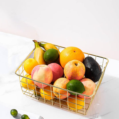 3 Pack Freezer White Wire Baskets for Organizing Office Wire Storage Basket with Built-in Handles, 14" Large White Metal Baskets for Pantry Freezer Kitchen Cabinets