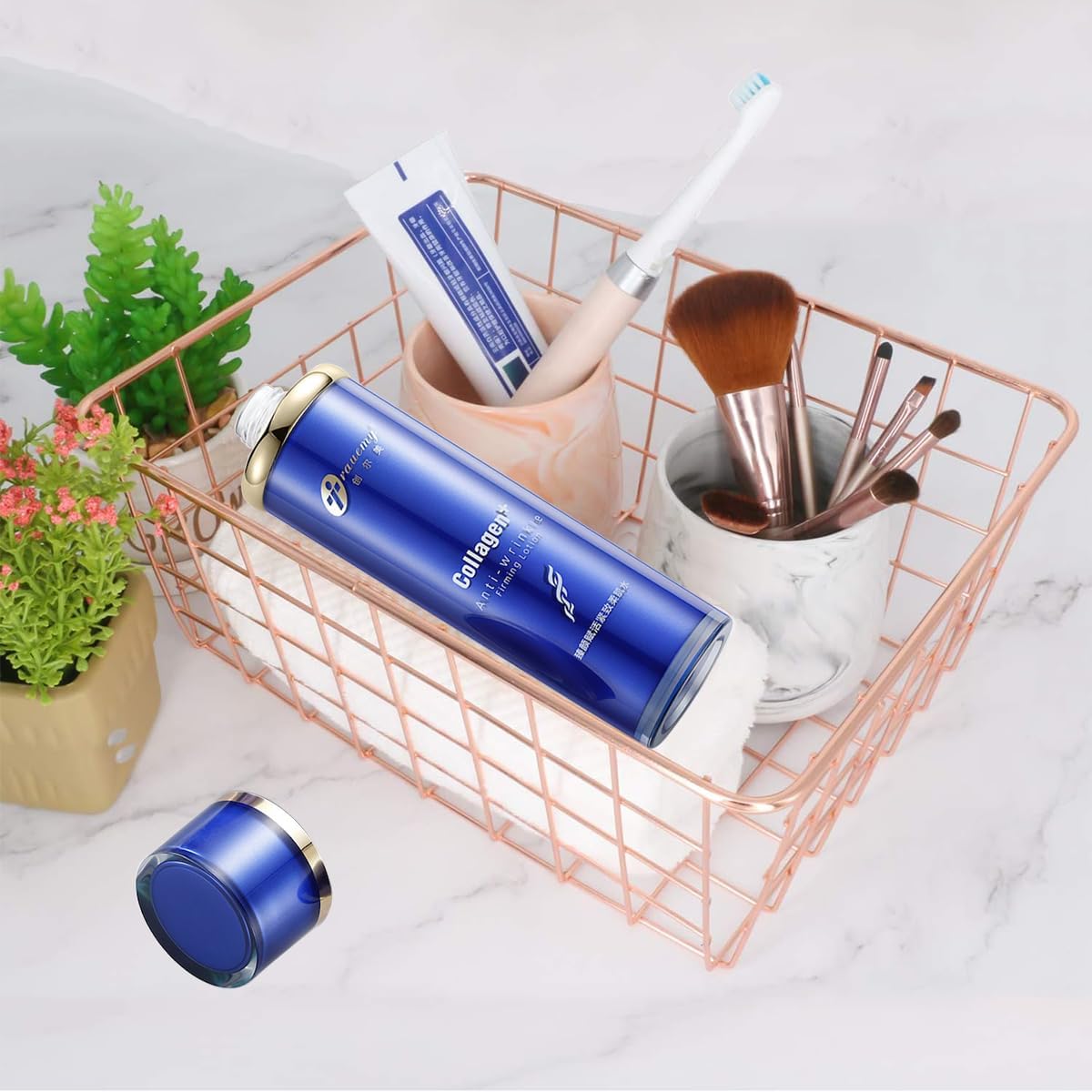 3 Pack Freezer White Wire Baskets for Organizing Office Wire Storage Basket with Built-in Handles, 14" Large White Metal Baskets for Pantry Freezer Kitchen Cabinets