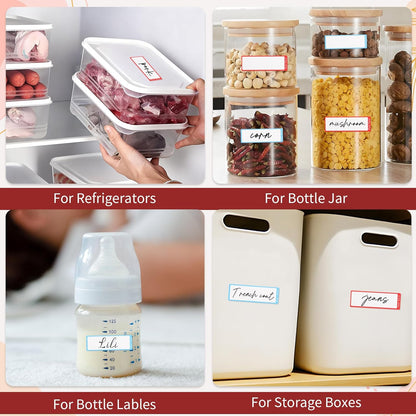 1000 Food Labels, Removable Freezer Labels with Dispenser, Red/Blue | 1" x 3", Writable Blank Labels, Strong Adhesive, No Residue, Waterproof, Oil-Resistant, for Jars, Containers, Pantry
