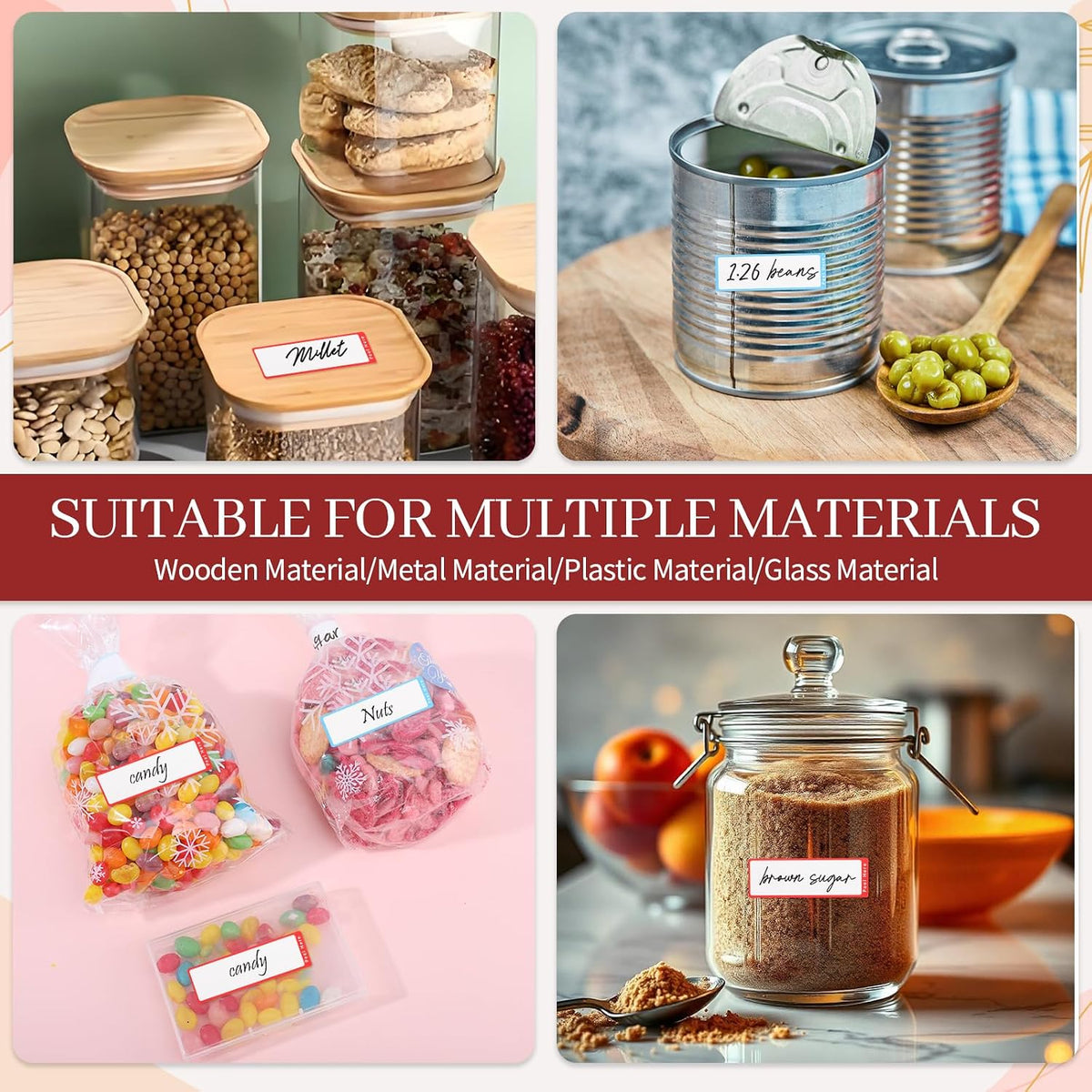 1000 Food Labels, Removable Freezer Labels with Dispenser, Red/Blue | 1" x 3", Writable Blank Labels, Strong Adhesive, No Residue, Waterproof, Oil-Resistant, for Jars, Containers, Pantry