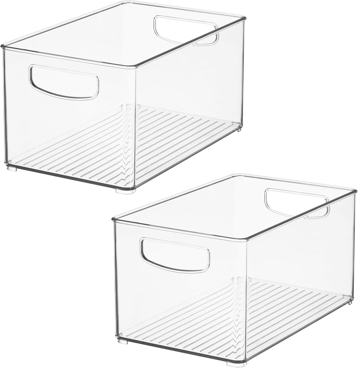 Stackable Clear Plastic Bin, 6-Pack | Kitchen Organizers and Storage, For Fridge and Pantry