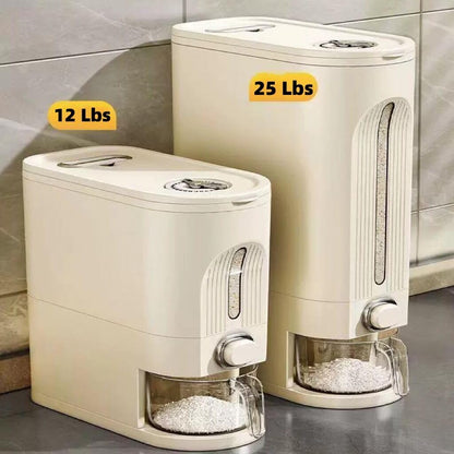Rice Dispenser and Grain Container Storage with Lid,Rice Container with Measuring Cup,Moisture Proof Household Cereal Dispenser Bucket for Kitchen Soybean Corn Oatmeal,12Lbs