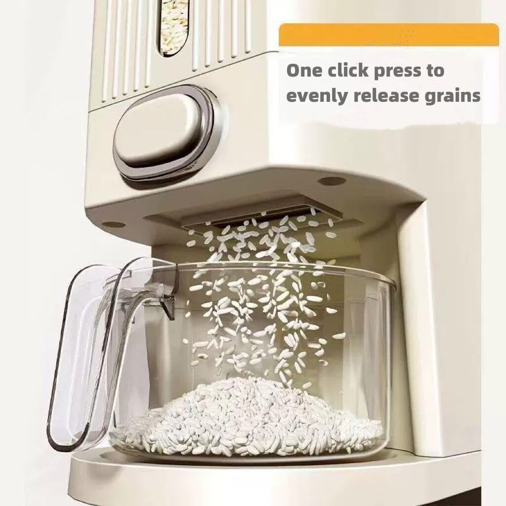 Rice Dispenser and Grain Container Storage with Lid,Rice Container with Measuring Cup,Moisture Proof Household Cereal Dispenser Bucket for Kitchen Soybean Corn Oatmeal,12Lbs