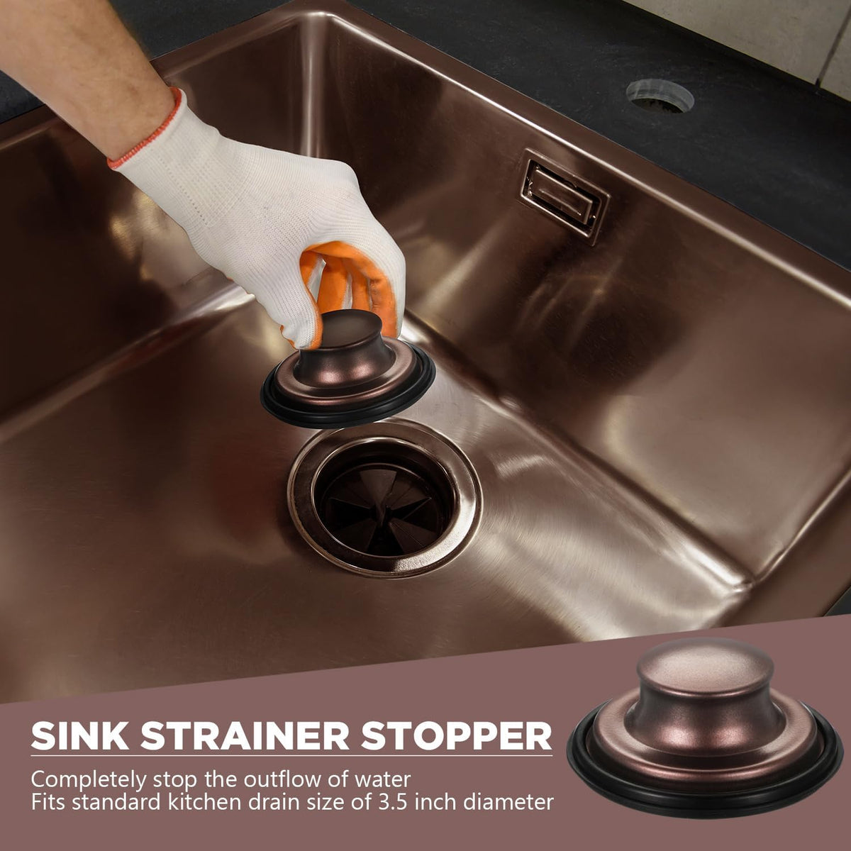 Oil Rubbed Bronze 2 Pcs 3-1/2 Kitchen Sink Drain Strainer Stopper