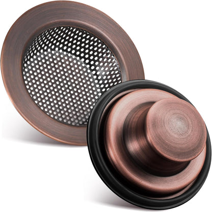 Oil Rubbed Bronze 2 Pcs 3-1/2 Kitchen Sink Drain Strainer Stopper