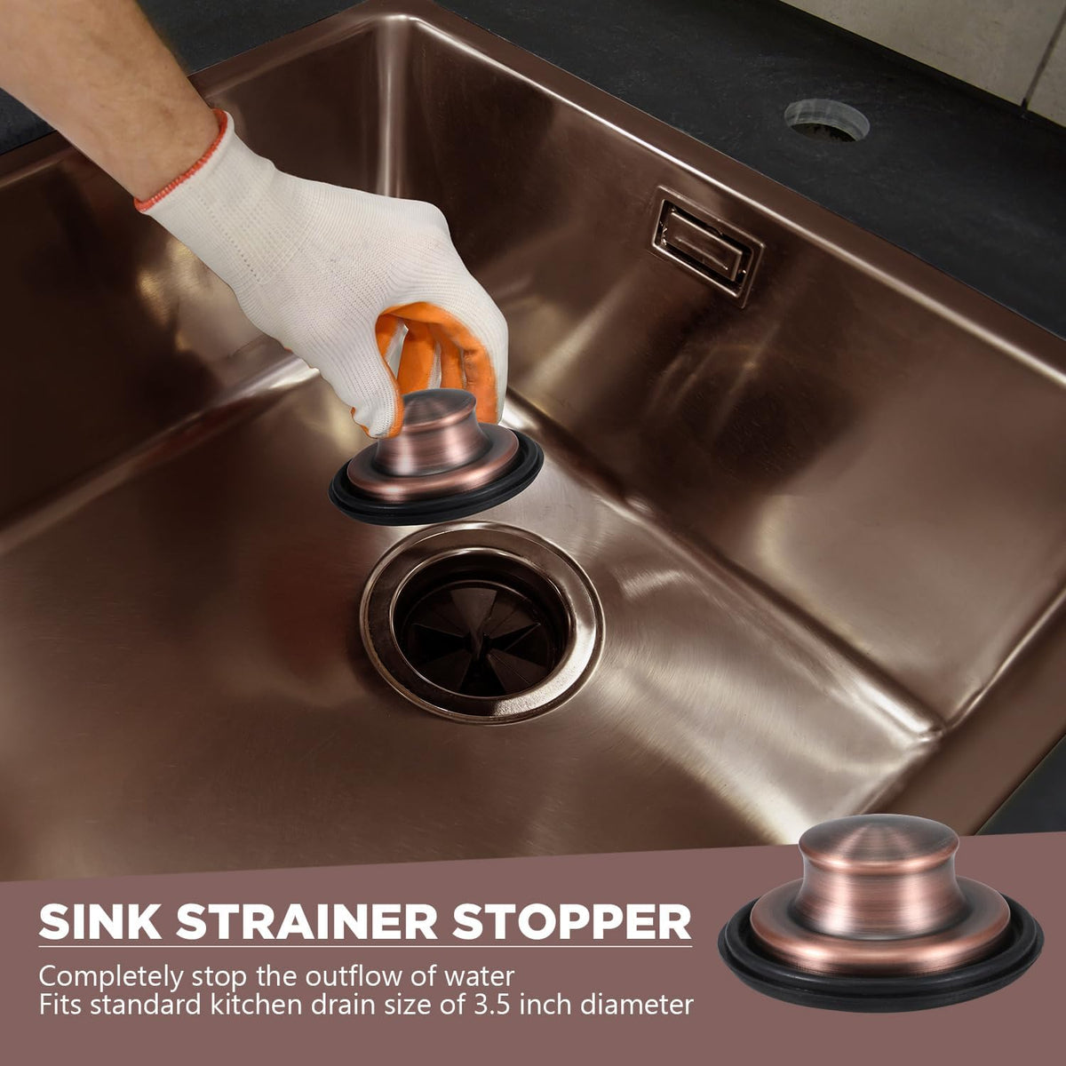 Oil Rubbed Bronze 2 Pcs 3-1/2 Kitchen Sink Drain Strainer Stopper
