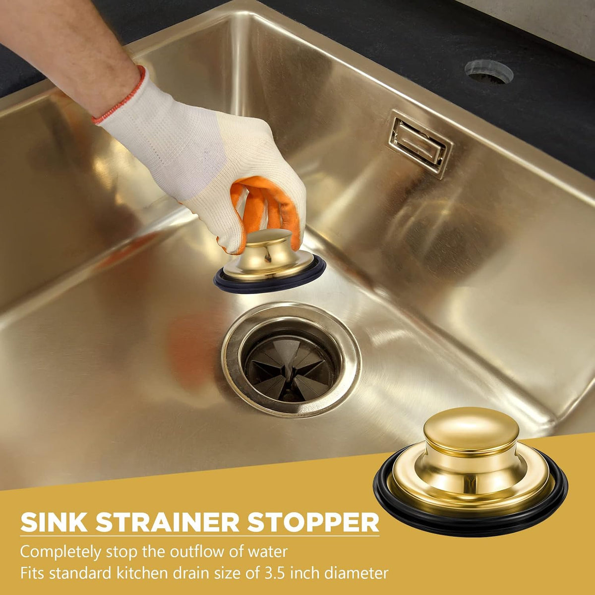 Oil Rubbed Bronze 2 Pcs 3-1/2 Kitchen Sink Drain Strainer Stopper