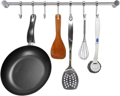 Kitchen Utensil Rack 7 Hooks for Pots Pans Mugs Cookware 15.6”