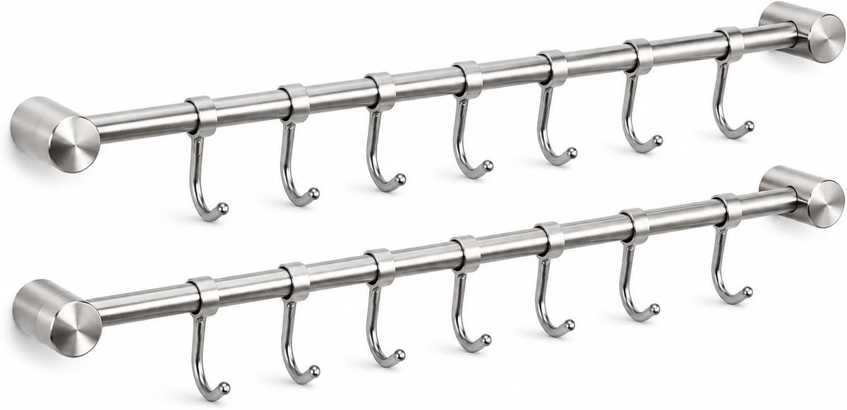 Kitchen Utensil Rack 7 Hooks for Pots Pans Mugs Cookware 15.6”