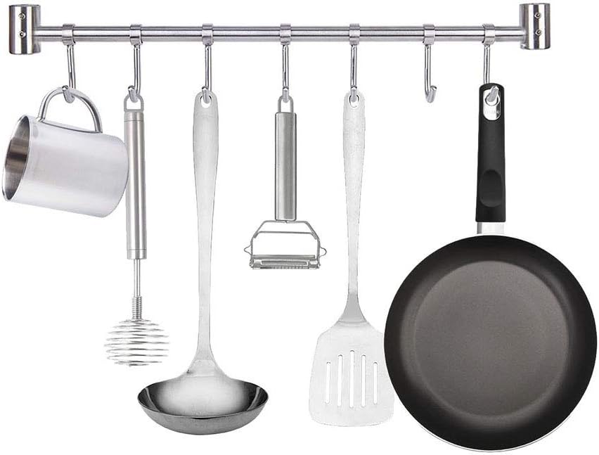 Kitchen Utensil Rack 7 Hooks for Pots Pans Mugs Cookware 15.6”