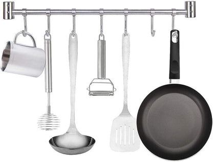 Kitchen Utensil Rack 7 Hooks for Pots Pans Mugs Cookware 15.6”