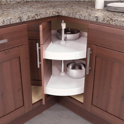 Vath-Sagel Pie Cut Shaped Polymer 2 Shelf Lazy Susan for Corner Base Cabinet (24 INCH for 33" Corner Cabinet)