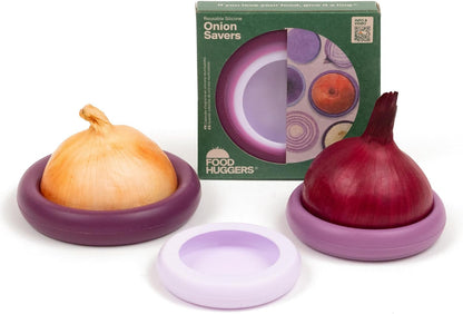 Onion Hugger - Onion Storage & Saver BPA Free Silicone Snug Fit Containers Perfect Holder & Keeper for Refrigerator to Keep Your Onions Fresh Longer - Set of 3