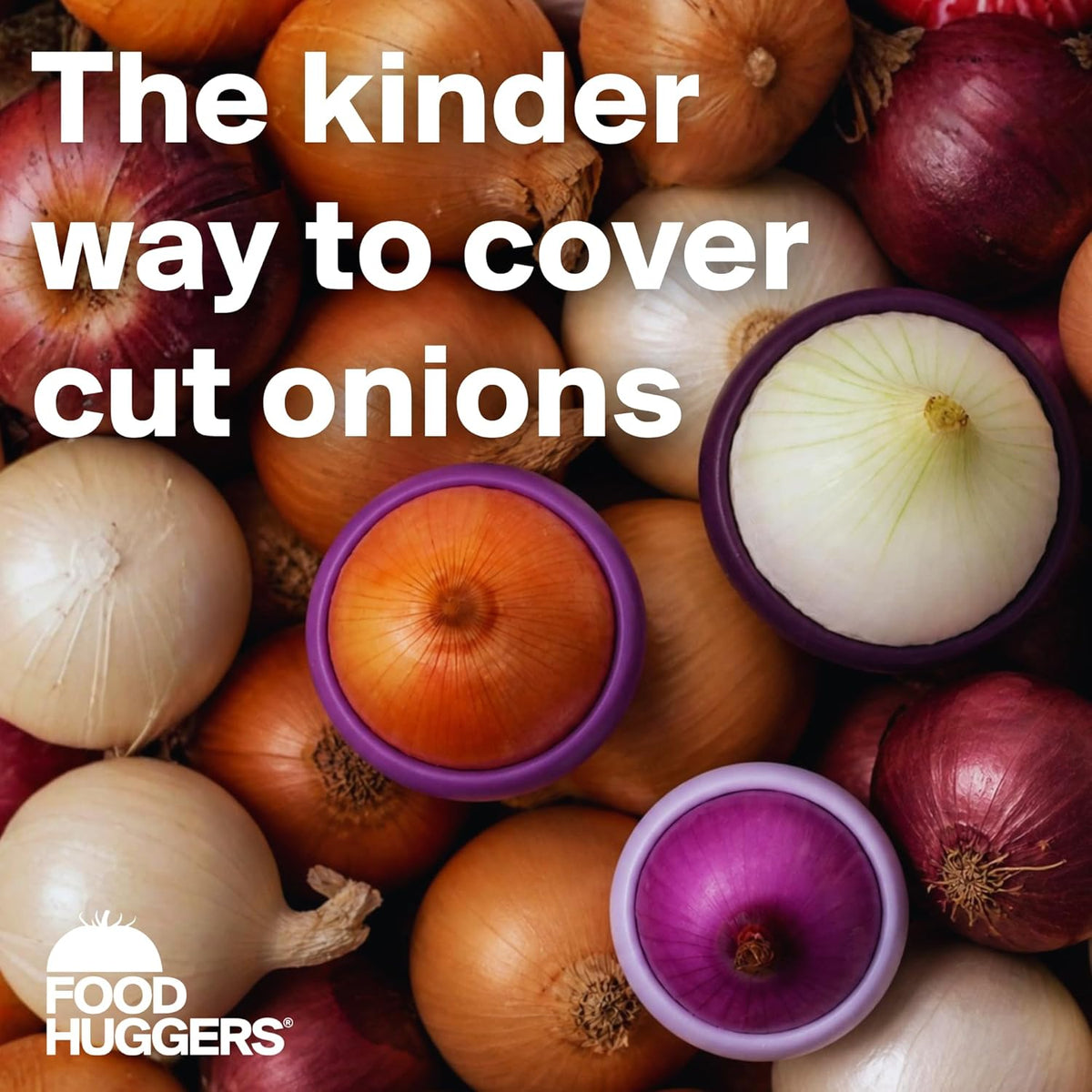 Onion Hugger - Onion Storage & Saver BPA Free Silicone Snug Fit Containers Perfect Holder & Keeper for Refrigerator to Keep Your Onions Fresh Longer - Set of 3