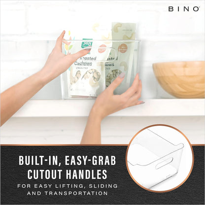 Plastic Storage Bins, Large - 2 Pack, Clear | THE SOHO COLLECTION | Pantry Organizers and Storage Containers | Fridge Organizer Bins | Kitchen Cabinet Organizer | Medicine Cabinet Bin