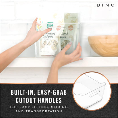 Plastic Storage Bins, Large - 2 Pack, Clear | THE SOHO COLLECTION | Pantry Organizers and Storage Containers | Fridge Organizer Bins | Kitchen Cabinet Organizer | Medicine Cabinet Bin