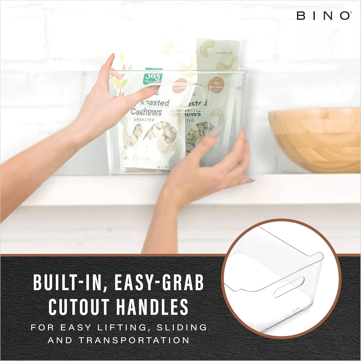 Plastic Storage Bins, Large - 2 Pack, Clear | THE SOHO COLLECTION | Pantry Organizers and Storage Containers | Fridge Organizer Bins | Kitchen Cabinet Organizer | Medicine Cabinet Bin