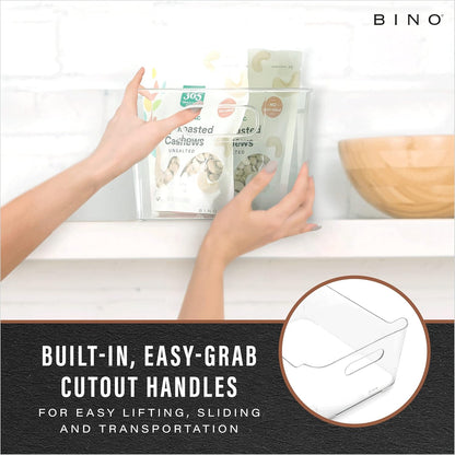 Plastic Storage Bins, Large - 2 Pack, Clear | THE SOHO COLLECTION | Pantry Organizers and Storage Containers | Fridge Organizer Bins | Kitchen Cabinet Organizer | Medicine Cabinet Bin