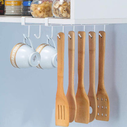 AliCH 2pcs Mug Hooks Under Cabinet Mug Holder Rack,Nail Free Adhesive Coffee Cups Holder Hanger for Cups/Kitchen Utensils/Ties Belts/Scarf/Keys Storage, Fit for 0.8inch Thickness Shelf or Less (Black)