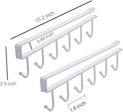AliCH 2pcs Mug Hooks Under Cabinet Mug Holder Rack,Nail Free Adhesive Coffee Cups Holder Hanger for Cups/Kitchen Utensils/Ties Belts/Scarf/Keys Storage, Fit for 0.8inch Thickness Shelf or Less (Black)
