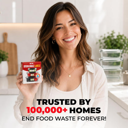 Dissolvable Food Labels, 1x2, 200/Roll - Dissolves in 30 Seconds or Less - Removable Pantry, Meal Prep & Food Storage Labels - Canning & Freezer Use