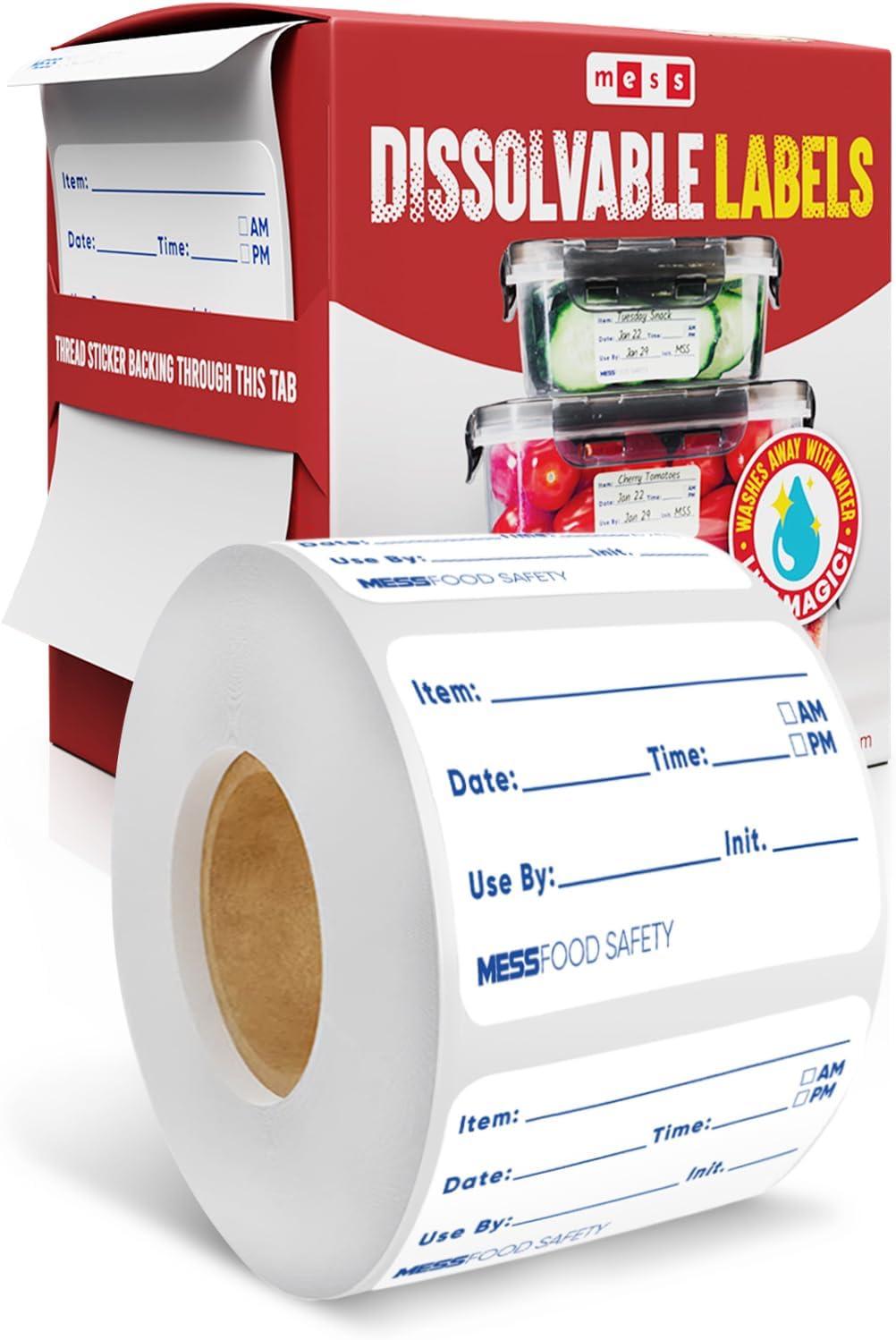 Dissolvable Food Labels, 1x2, 200/Roll - Dissolves in 30 Seconds or Less - Removable Pantry, Meal Prep & Food Storage Labels - Canning & Freezer Use