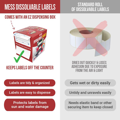 Dissolvable Food Labels, 1x2, 200/Roll - Dissolves in 30 Seconds or Less - Removable Pantry, Meal Prep & Food Storage Labels - Canning & Freezer Use