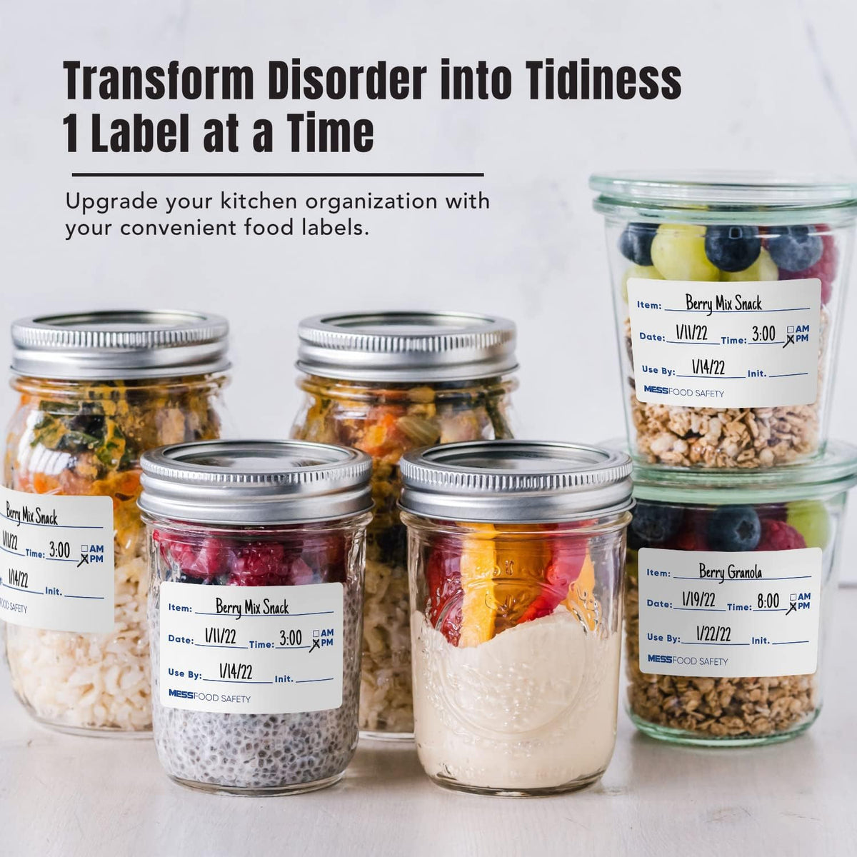 Dissolvable Food Labels, 1x2, 200/Roll - Dissolves in 30 Seconds or Less - Removable Pantry, Meal Prep & Food Storage Labels - Canning & Freezer Use