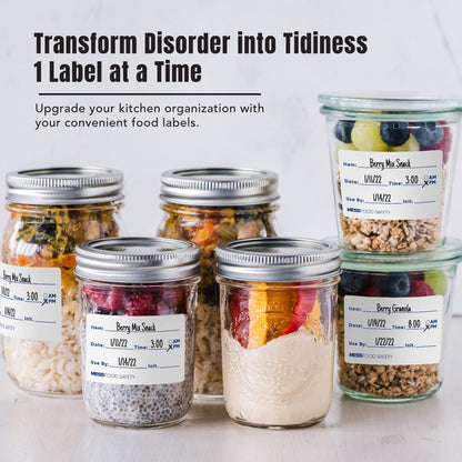 Dissolvable Food Labels, 1x2, 200/Roll - Dissolves in 30 Seconds or Less - Removable Pantry, Meal Prep & Food Storage Labels - Canning & Freezer Use