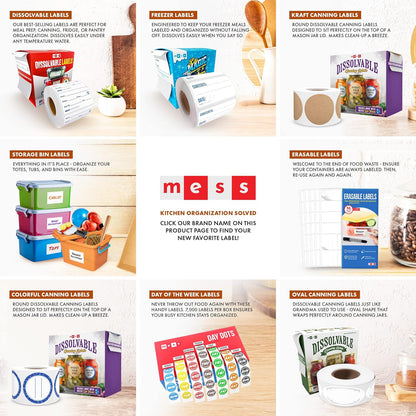 Dissolvable Food Labels, 1x2, 200/Roll - Dissolves in 30 Seconds or Less - Removable Pantry, Meal Prep & Food Storage Labels - Canning & Freezer Use