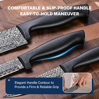 Kitchen Knife Set with Magnetic Strip, Black Cooking Knives