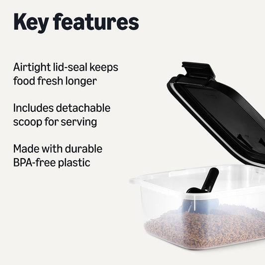 Pet Food Storage Container with Wheels, BPA-Free, Detachable Scoop, 30lbs Capacity, Reliable Seal