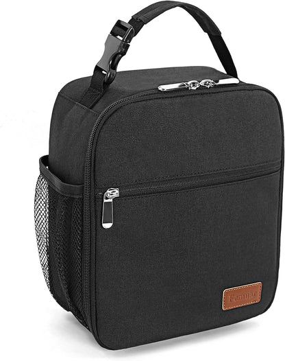 Femuar Lunch bag for Men Women Adults Small for Office Work Picnic - Reusable Portable Lunchbag, Black
