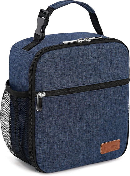 Femuar Lunch bag for Men Women Adults Small for Office Work Picnic - Reusable Portable Lunchbag, Black