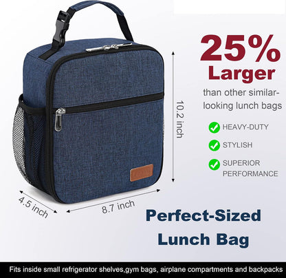 Femuar Lunch bag for Men Women Adults Small for Office Work Picnic - Reusable Portable Lunchbag, Black