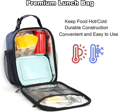 Femuar Lunch bag for Men Women Adults Small for Office Work Picnic - Reusable Portable Lunchbag, Black