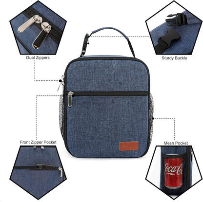 Femuar Lunch bag for Men Women Adults Small for Office Work Picnic - Reusable Portable Lunchbag, Black