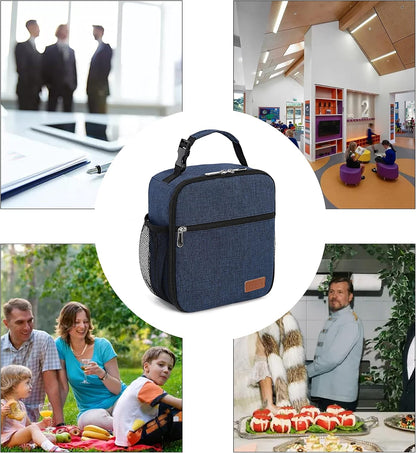 Femuar Lunch bag for Men Women Adults Small for Office Work Picnic - Reusable Portable Lunchbag, Black