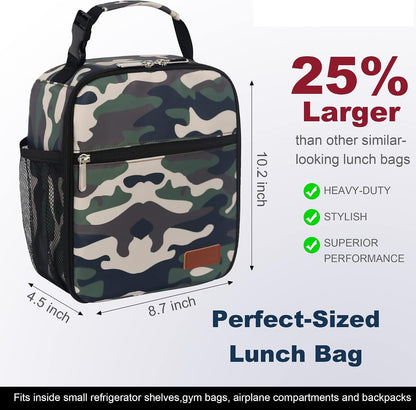 Femuar Lunch bag for Men Women Adults Small for Office Work Picnic - Reusable Portable Lunchbag, Black