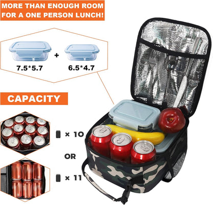 Femuar Lunch bag for Men Women Adults Small for Office Work Picnic - Reusable Portable Lunchbag, Black